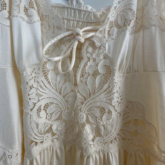 vintage lily of france lord & taylor cream lace nylon nightgown large usa made - Picture 3 of 10